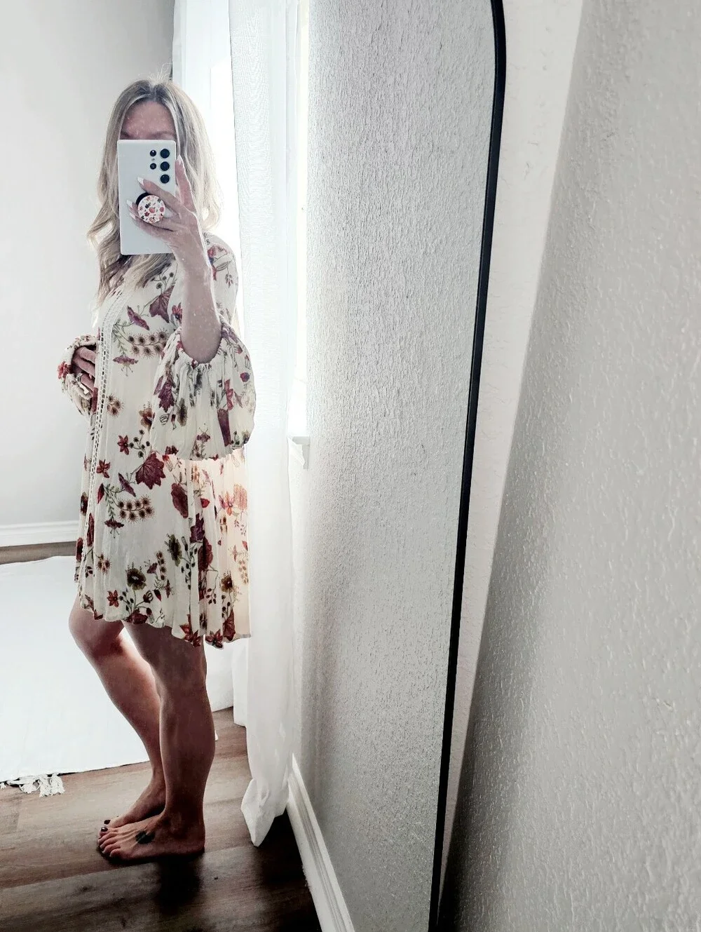 Free People Just The Two Of Us Top Tunic Dress Black Floral Botanical Mini XS